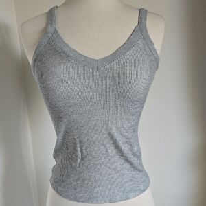Free People Grey Ribbed Women's Tank Top